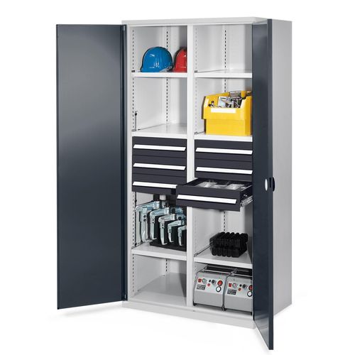 4251142239124 - Systeme Schwerlastschränke mit Mitteltrennwand 1950x1000x600mm Doppelwandtüren Modell 53 anthrazitgrau 4251142239124 - Systeme Schwerlastschränke mit Mitteltrennwand 1950x1000x600mm Doppelwandtüren Modell 53 anthrazitgrau