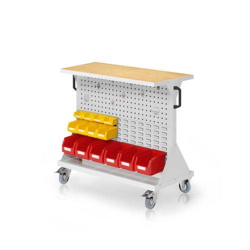 4251142245538 - Systeme RasterMobil® Größe #2 - 1000x930x500mm - 2x Lochplatte 2x Schlitzplatte - Auflageboden aus Stahlblech inkl Multiplexwerkbankplatte - lichtgrau 4251142245538 - Systeme RasterMobil® Größe #2 - 1000x930x500mm - 2x Lochplatte 2x Schlitzplatte - Auflageboden aus Stahlblech inkl Multiplexwerkbankplatte - lichtgrau