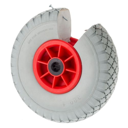 4250448511514 - Rollcart geschäumte Polyurethan-Rad blaugrau mit Kunststofffelgen und Blockprofil