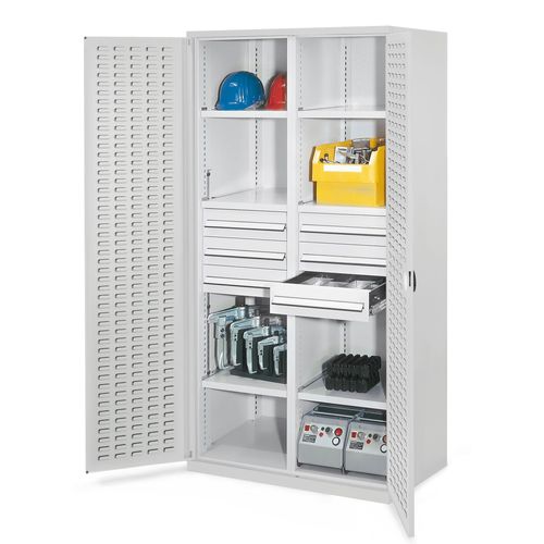 4251142218457 - Systeme Schwerlastschränke mit Mitteltrennwand 1950x1000x600mm Schlitzplattentüren Modell 53 lichtgrau 4251142218457 - Systeme Schwerlastschränke mit Mitteltrennwand 1950x1000x600mm Schlitzplattentüren Modell 53 lichtgrau