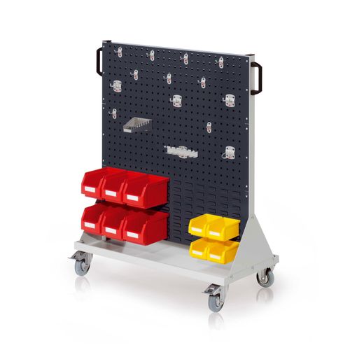 4251142245811 - Systeme RasterMobil® mobiler Arbeitsplatzschrank Größe #3 1230x1000x500mm 4 Lochplatten 2 Schlitzplatten 31-teilig - anthrazitgrau