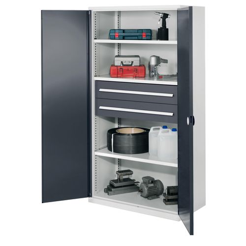 4251142238325 - Systeme Schwerlastschränke ohne Mitteltrennwand 1950x1000x600mm Modell 42 Doppelwandtüren anthrazitgrau