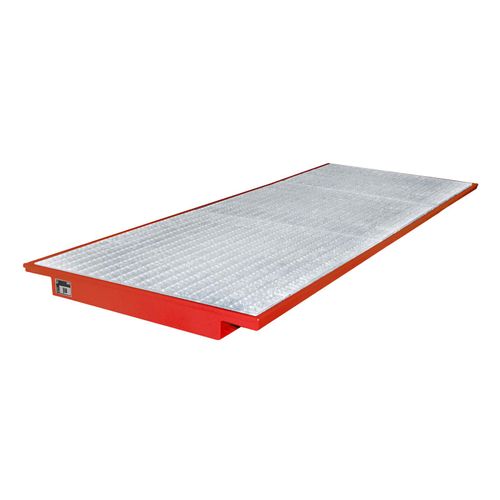 4052462055742 - eurokraft pro Regal-Einhängewanne mit verzinktem Gitterrost LxB 3550 x 1250 mm rot lackiert