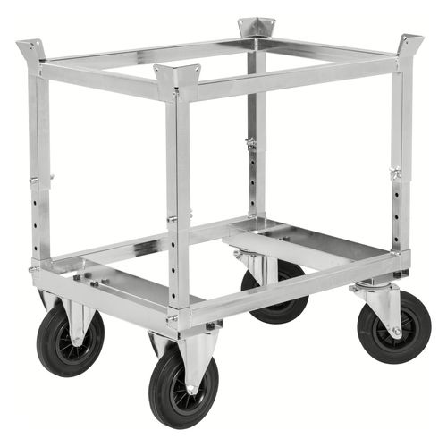 7350112293009 - Palettenwagen verzinkt und verschweißt höhenverstellbar 704mm hoch mit Bremse für Halbpaletten 800x600mm - Kongamek
