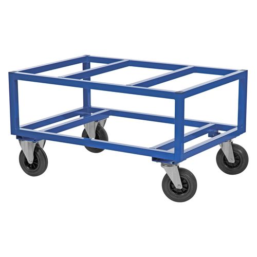 7350050352547 - Palettenwagen KM221-B 800x1200x650mm (BxLxH) bis 800kg belastbar 2 Bockrollen 2 Lenkrollen blau 7350050352547 Kongamek