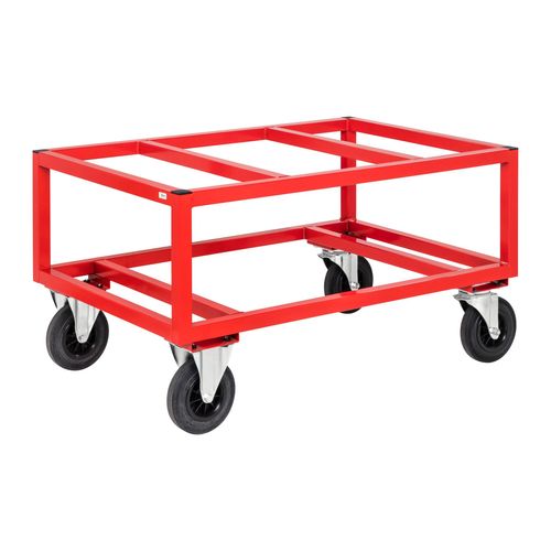 7350050352523 - Palettenwagen KM221 800x1200x650mm (BxLxH) bis 800kg belastbar 2 Bockrollen 2 Lenkrollen rot 7350050352523 Kongamek