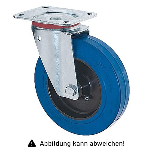4250448507937 - Rollcart Elastik-Lenkrolle Ø160x50mm in blau 200kg Tragkraft mit Kunststoff-Felge