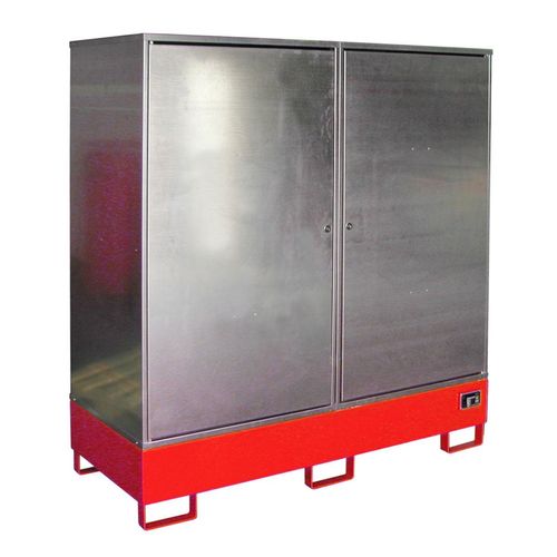 4052462043121 - Gefahrstoffschrank BAUER GS-2 Stahlblech unterfahrbar für 2 x 200 l Fässer B 1680 x T 690 x H 1780 mm rot 4052462043121 - Gefahrstoffschrank BAUER GS-2 Stahlblech unterfahrbar für 2 x 200 l Fässer B 1680 x T 690 x H 1780 mm rot