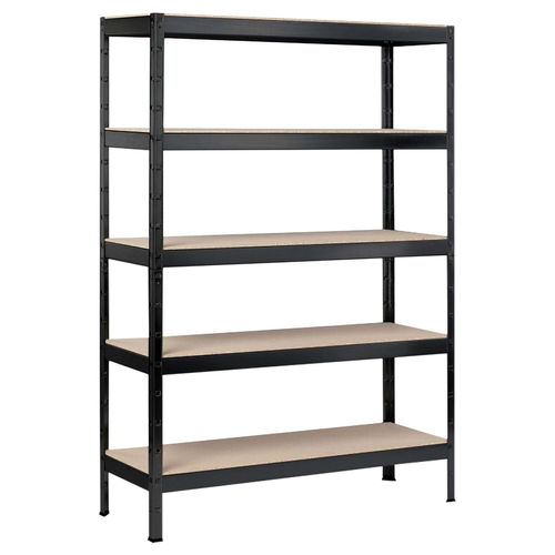 4058255083633 - Schwerlastregal Stecksystem-Grundregal Regale Metall schwarz 1800x900x400 mm 5 Holzböden Gr B H T 90 cm x 180 cm x 40 cm schwarz Werkstatt-Regale