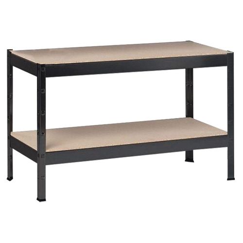 4058255083459 - Schulte Regalwelt - Schwerlastregal mit 2 Holzböden 43x100x40 cm (HxBxT) Traglast pro Ebene ca 150 Kg schwarz-Struktur Lagerregal Kellerregal