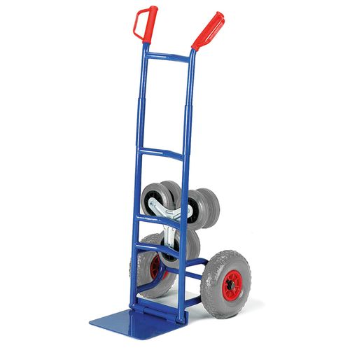 4250448505575 - Rollcart Klapp- Treppenkarre aus Stahlrohr mit Wechselrädern dreiarmige Vollgummi- Radsterne und Luftbereifung Schaufelbreite 300mm