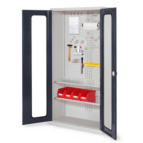 4251142237717 - Systeme ®RasterPlan Werkzeugschrank 1950x1000m Modell 5 Tiefe 410mm Sichtfenstertüren anthrazitgrau