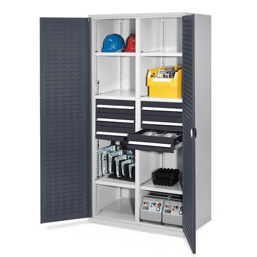 4251142239148 - Systeme Schwerlastschränke mit Mitteltrennwand 1950x1000x600mm Schlitzplattentüren Modell 53 anthrazitgrau 4251142239148 - Systeme Schwerlastschränke mit Mitteltrennwand 1950x1000x600mm Schlitzplattentüren Modell 53 anthrazitgrau
