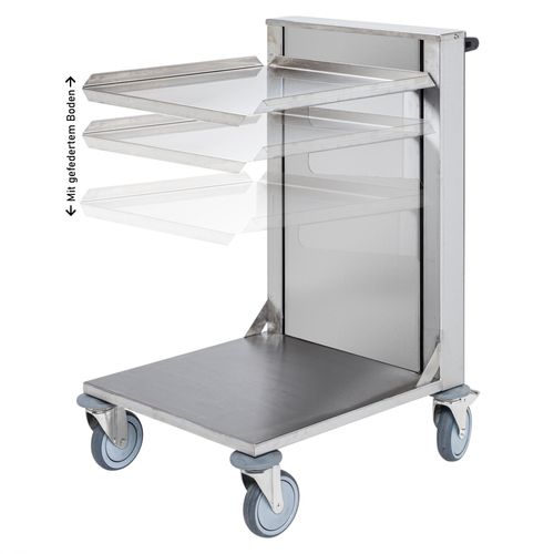 7350112290183 - Kongamek Edelstahl- Kistenwagen 560x500x1565mm mit gefedertem Boden Gummibereifung und Bremse