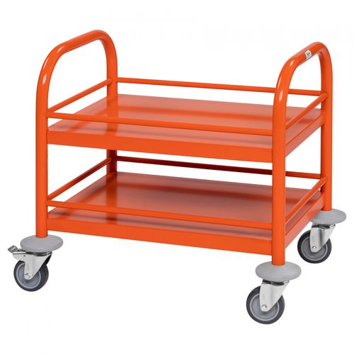 7350112290152 - Mini-Servierwagen 530x375x550mm 2 Etagen pulverbeschichtet in Orange mit Bremse - Kongamek 7350112290152 - Mini-Servierwagen 530x375x550mm 2 Etagen pulverbeschichtet in Orange mit Bremse - Kongamek