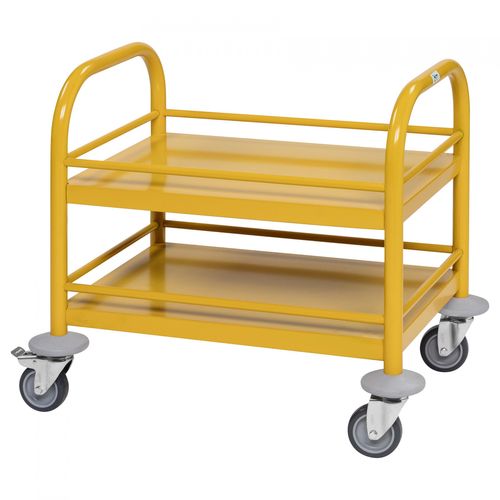 7350112290145 - Mini-Servierwagen 530x375x550mm 2 Etagen pulverbeschichtet in Gelb mit Bremse - Kongamek 7350112290145 - Mini-Servierwagen 530x375x550mm 2 Etagen pulverbeschichtet in Gelb mit Bremse - Kongamek