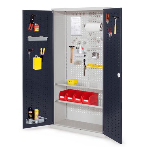 4251142237311 - Systeme ®RasterPlan Werkzeugschrank 1950x1000m Modell 5 Tiefe 410mm Lochplattentüren anthrazitgrau