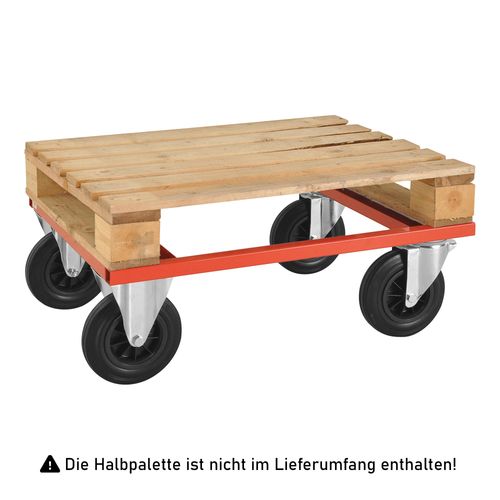 7350050352028 - Palettenwagen KM217-H Palettenwagen niedrig 600x800x270mm (BxLxH) bis 800kg belastbar 2 Bockrollen 2 Lenkrollen rot 735005