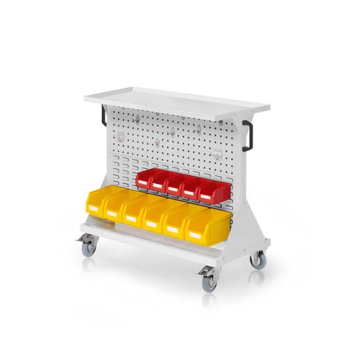 4251142245620 - Systeme RasterMobil® Größe #2 - 1000x930x500mm - 2x Lochplatte 2x Schlitzplatte - Auflageboden aus Stahlblech - lichtgrau 4251142245620 - Systeme RasterMobil® Größe #2 - 1000x930x500mm - 2x Lochplatte 2x Schlitzplatte - Auflageboden aus Stahlblech - lichtgrau