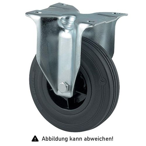 4250448507470 - Rollcart Vollgummi-Bockrolle Ø100x30mm in schwarz 70kg Tragkraft mit Kunststoff-Felge