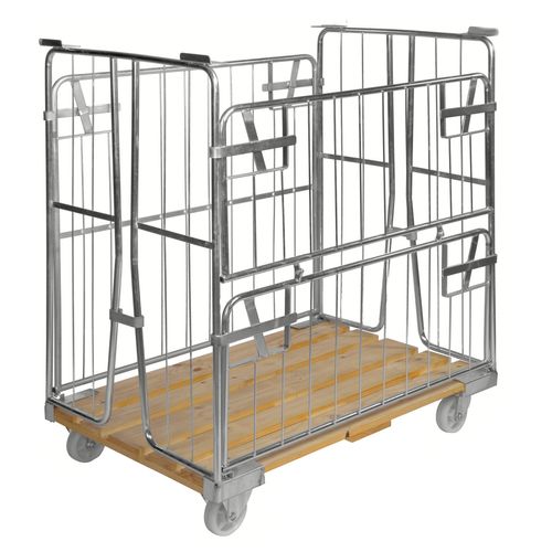 7350050359201 - Rollcontainer KM89B Rollcontainer mit Holzboden 800x1200x1420mm (BxLxH) bis 500kg belastbar 2 Bockrollen 2 Lenkrollen mit B