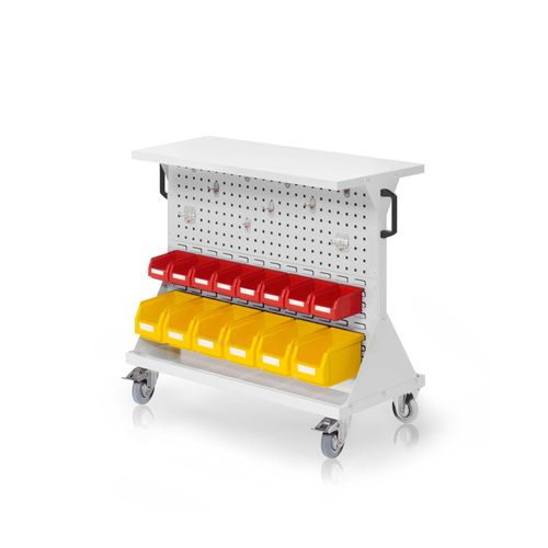 4251142245668 - Systeme RasterMobil® Größe #2 - 1000x930x500mm - 2x Lochplatte 2x Schlitzplatte - Ablageboden aus Stahlblech - lichtgrau 4251142245668 - Systeme RasterMobil® Größe #2 - 1000x930x500mm - 2x Lochplatte 2x Schlitzplatte - Ablageboden aus Stahlblech - lichtgrau