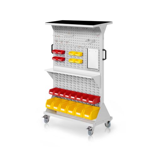 4251142246191 - Systeme RasterMobil® mobiler Arbeitsplatzschrank Größe #4 1580x1000x500mm 2x Lochplatte 6x Schlitzplatte 47-teilig mit Auflageboden inkl Riffelgummimatte lichtgrau 4251142246191 - Systeme RasterMobil® mobiler Arbeitsplatzschrank Größe #4 1580x1000x500mm 2x Lochplatte 6x Schlitzplatte 47-teilig mit Auflageboden inkl Riffelgummimatte lichtgrau