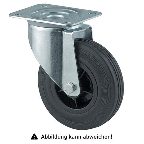4250448507456 - Rollcart Vollgummi-Lenkrolle Ø100x30mm in schwarz 70kg Tragkraft mit Kunststoff-Felge 4250448507456 - Rollcart Vollgummi-Lenkrolle Ø100x30mm in schwarz 70kg Tragkraft mit Kunststoff-Felge
