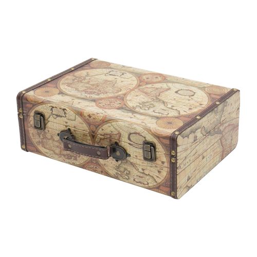 4010537643416 - VKO104 Holzkoffer im Vintage-Design Weltkarte Farbe 38 x 26 x 13 cm - HMF