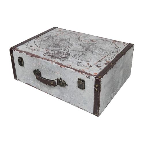 4010537643447 - HMF VKO101 Vintage Koffer aus Holz 44 x 32 x 16 cm Deko Weltkarte