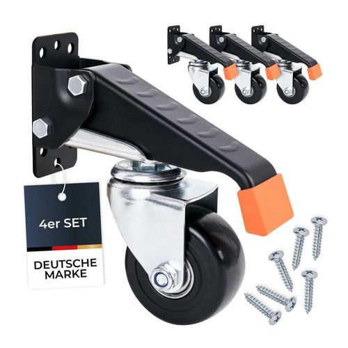 4010537675028 - 6750 Schwerlastrollen absenkbar für Werkbank 4er Set 65 mm bis 300 kg Schwarz - HMF