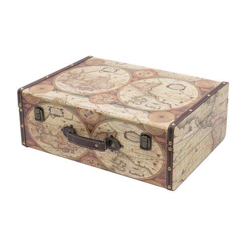 4010537643423 - VKO104 Holzkoffer im Vintage-Design Weltkarte Farbe 44 x 32 x 16 cm - HMF