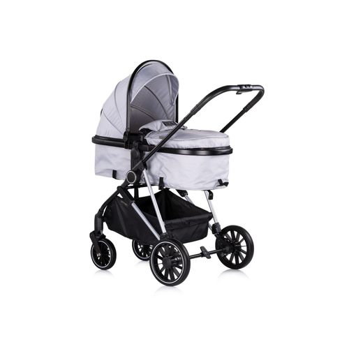 4260636042836 - Kinderwagen Aura 3 in 1 Autositz Babywanne Wickeltasche bis 22 kg grau gemustert