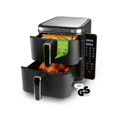 4067522076032 - GOURMETmaxx Heißluft-Fritteuse Doppelkorb vertikal 2x 55l 2600W schwarz 4067522076032 - GOURMETmaxx Heißluft-Fritteuse Doppelkorb vertikal 2x 55l 2600W schwarz
