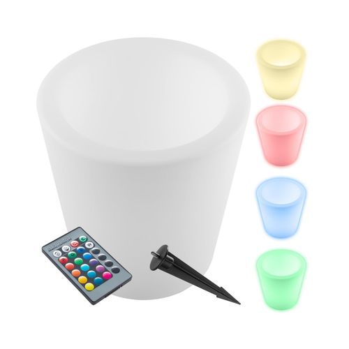 4061173262660 - tectake® Leuchtzylinder als Sektkühler mit LED-Beleuchtung 12 W mit Fernbedienung und Leuchtmittel 38 x 40 cm inkl Erdspieß