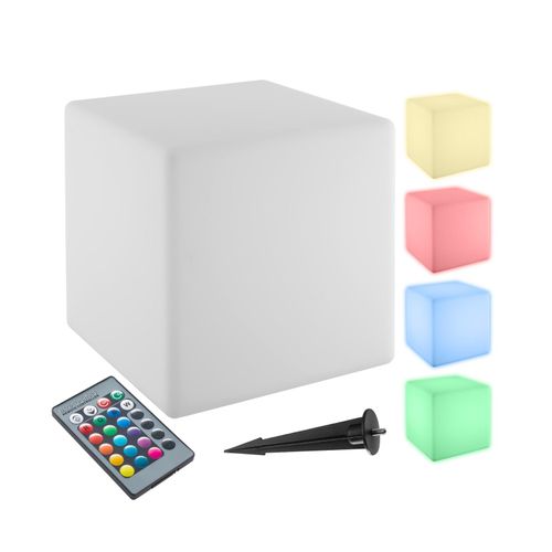 4061173262714 - tectake® Leuchtwürfel mit LED-Beleuchtung 12 W samt Fernbedienung und Leuchtmittel Belastbarkeit 100 kg inkl Erdspieß