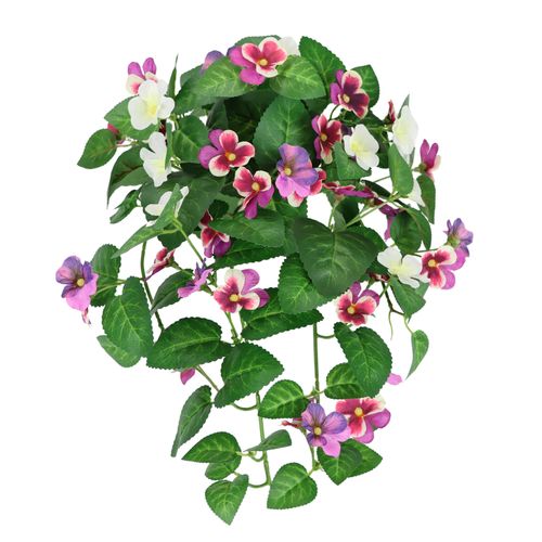 4019844806491 - Kunstpflanze IGEA Kunstblume Stiefmütterchen rosa (weiß rosa) B30cm H34cm L26cm Polyester Kunstpflanzen Dekoblume Hänge-Pflanze mit Blüten Künstliche Blumen Hängeblume