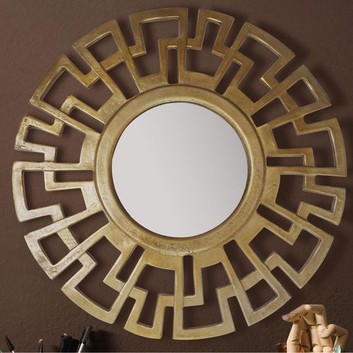 4251757722615 - Finebuy - Wandspiegel Art déco 60 cm Metall Design Hängespiegel Gold Aluminium Dekospiegel Rund mit Rahmen Spiegel Wand Groß Flurspiegel 4251757722615 - Finebuy - Wandspiegel Art déco 60 cm Metall Design Hängespiegel Gold Aluminium Dekospiegel Rund mit Rahmen Spiegel Wand Groß Flurspiegel