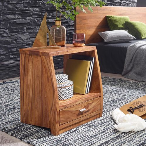 4250950230484 - Nachttisch Massiv-Holz Sheesham Nacht-Kommode 53 cm 1 Schublade Ablage Nachtschrank Landhaus-Stil Echt-Holz - Finebuy 4250950230484 - Nachttisch Massiv-Holz Sheesham Nacht-Kommode 53 cm 1 Schublade Ablage Nachtschrank Landhaus-Stil Echt-Holz - Finebuy