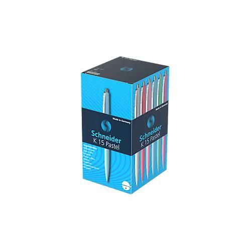 4004675143372 - Kugelschreiber K15 Pastell Strichbreite Medium 10 mm Schreibfarbe blau Gehäuse farbsortiert dokumentenecht nachfüllbar 50 Stück