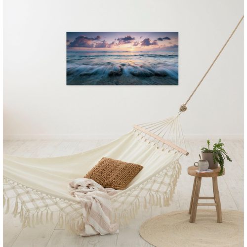 4055065031960 - Leinwandbild Keilrahmenbild - Broken Waves - Größe 90 x 40 cm Baum Berge Blumen Blätter Foto Jahreszeiten Landschaft Meer Natur Palmen Strand (Packung 1 St) 90x40 cm (Breite x Höhe) Keilrahmenbild bunt