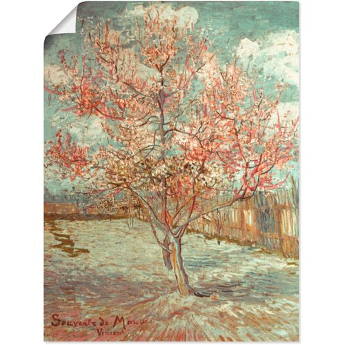4059745014885 - Wandbild ARTLAND Blühender Pfirsichbaum 1888 Bilder Gr B H 30 cm x 40 cm Poster Wiesen & Bäume Hochformat 1 St grün Bild Metallbild Metallbilder Bilder als Alubild Leinwandbild Wandaufkleber oder Poster in versch Größen