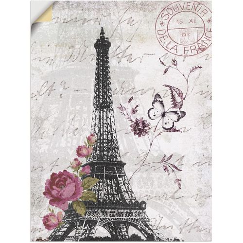 4062144600726 - Wandbild ARTLAND Eiffelturm Grafik Bilder Gr B H 30 cm x 40 cm Wandaufkleber - Vinyl Bilder von Europa Hochformat 1 St grau Kunstdrucke als Alubild Leinwandbild Wandaufkleber oder Poster in versch Größen