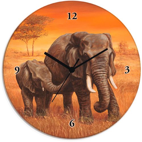 4055327081146 - Wanduhr ARTLAND Elefanten Wanduhren Gr T 18 cm Quarzuhr braun Wanduhren wahlweise mit Quarz- oder Funhuhrwerk lautlos ohne Tickgeräusche