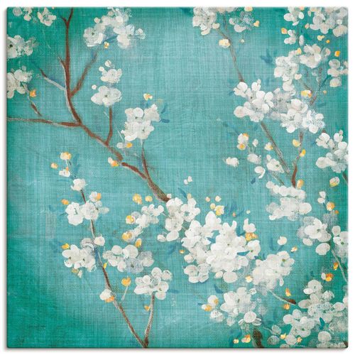 4055327715157 - Wandbild ARTLAND Weiße Kirschblüten II Bilder Gr B H 100 cm x 100 cm Leinwandbild Blumen quadratisch 1 St grün Bild Poster Bilder als Leinwandbild Wandaufkleber oder in versch Größen
