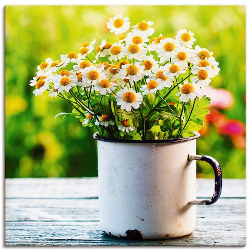4057738316282 - Wandbild ARTLAND Frühlingsgarten mit Gänseblümchen Bilder Gr B H 30 cm x 30 cm Leinwandbild Blumen quadratisch 1 St grün Bild Poster Bilder als Alubild Leinwandbild Wandaufkleber oder in versch Größen