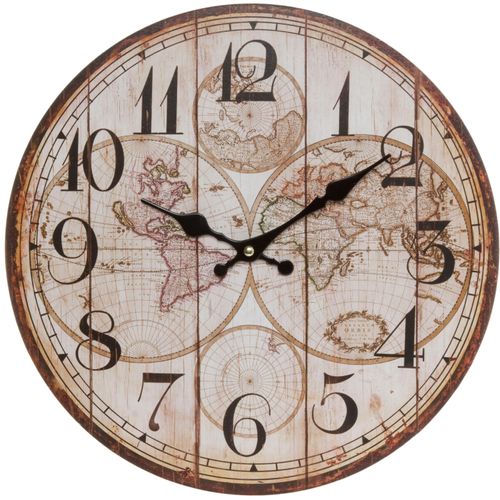 4250965953408 - Wanduhr MYFLAIR MÖBEL & ACCESSOIRES Welf Wanduhren Gr B H 45 cm x 338 cm braun (hellbraun) Wanduhren weiß rund dekorativ in Küche & Wohnzimmer
