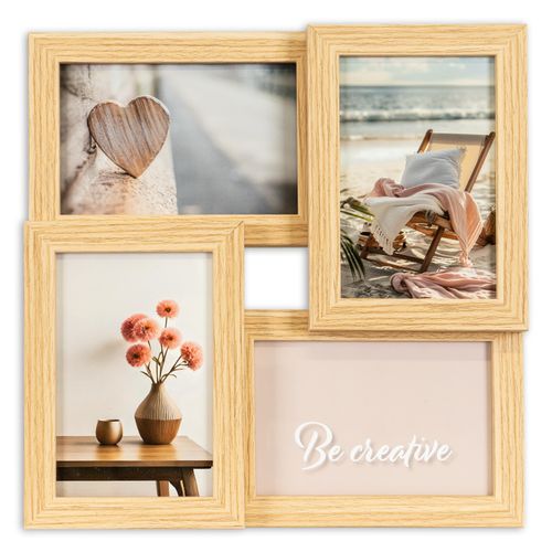 4067437130119 - Bilderrahmen Collage QUEENCE Rahmen 3D Holz in braun beige (natur) B29cm H29cm T3cm MDF Bilderrahmen Platz für 4 Fotos in 10x15cm 4067437130119 - Bilderrahmen Collage QUEENCE Rahmen 3D Holz in braun beige (natur) B29cm H29cm T3cm MDF Bilderrahmen Platz für 4 Fotos in 10x15cm