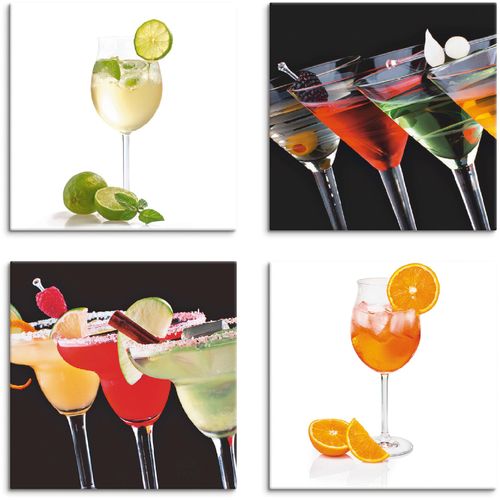 4062144353738 - Leinwandbild ARTLAND Hugo Martinis Margaritas Aperol Spritz Bilder Gr B H 30 cm x 30 cm Leinwandbild Getränke quadratisch 4 St weiß Bild Leinwandbild Leinwandbilder Bilder 4er Set verschiedene Größen