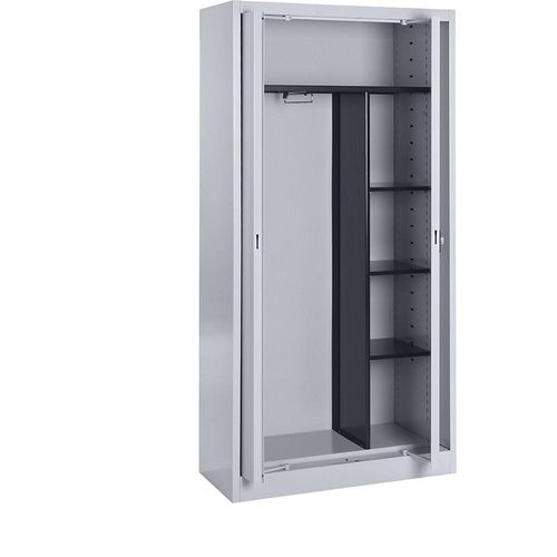 4250633300299 - mauser Stahlschrank mit Einschwenktüren Garderobe 3 kurze Fachböden Tiefe 420 mm weißaluminium